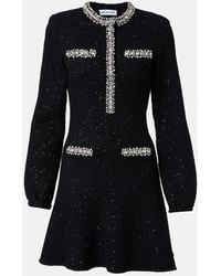 Self-Portrait - Sequined Cotton And Wool-Blend Minidress - Lyst