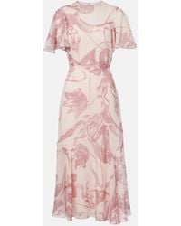 Erdem - Printed Silk-Chiffon Midi Dress - Lyst