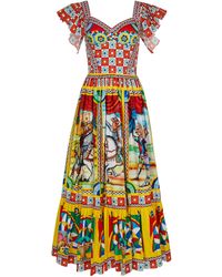 Dolce & Gabbana Printed Cotton-blend Poplin Midi Dress - Multicolor