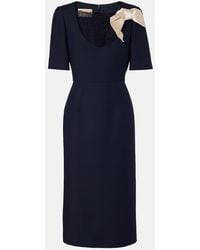 Valentino - Crepe Couture Bow-Detail Lace-Trimmed Midi Dress - Lyst