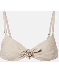 Coperni - Floral-Applique Linen Bra Top - Lyst