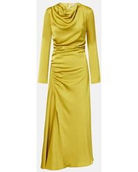 Jonathan Simkhai - Odessa Draped Gathered Satin Midi Dress - Lyst