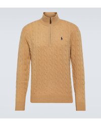 Polo Ralph Lauren - Cable-knit Wool And Cashmere Half-zip Sweater - Lyst