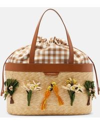 Aquazzura - Birdsong Applique Raffia Tote Bag - Lyst