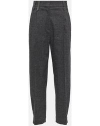 Brunello Cucinelli - Pantalon A Taille Mi-Haute En Laine Melangee - Lyst