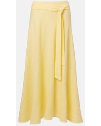 Velvet - Malina Linen Midi Skirt - Lyst