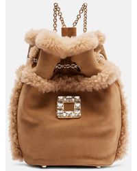 Roger Vivier - Tres Vivier Suede And Shearling Backpack - Lyst