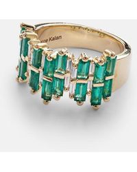 Suzanne Kalan - 18Kt Ring With Diamonds And Emeralds - Lyst