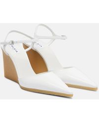 Alaïa - 90 Patent Leather Wedge Slingback Pumps - Lyst