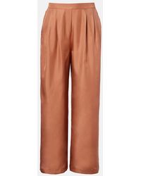Asceno - Isola Pleated Silk Twill Wide-Leg Pants - Lyst