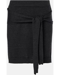 Lemaire - Trompe L'Oil Wool-Blend Miniskirt - Lyst