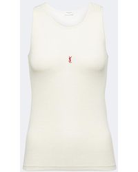 Saint Laurent - Logo-Embroidered Ribbed Wool Tank - Lyst