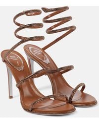 Rene Caovilla - Cleo 105 Embellished Satin And Leather Sandals - Lyst