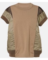 Sacai - Paneled Jersey And Twill Top - Lyst