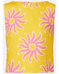 Cala De La Cruz - Avelino Printed Linen Crop Top - Lyst