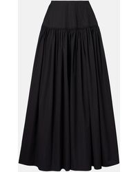 Alaïa - Gathered Cotton-Poplin Maxi Skirt - Lyst