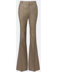 Saint Laurent - Prince Of Wales Wool Flared Pants - Lyst
