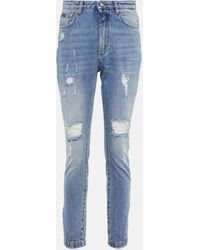 Dolce & Gabbana - Distressed High-rise Skinny Jeans - Lyst