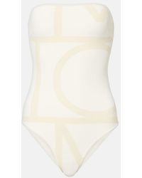 TOTEME - Monogram Strapless Jersey Swimsuit - Lyst