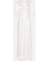 RIXO London - Annabella Lace-Trimmed Satin Maxi Dress - Lyst