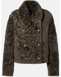Brunello Cucinelli - Cropped Double-Breasted Shearling Jacket - Lyst