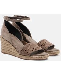 Brunello Cucinelli - Suede Espadrille Wedges - Lyst