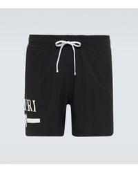 Mens Clothing Beachwear Swim trunks and swim shorts Amiri Synthetic Ma Bar Logo Swim Trunk in Black for Men 