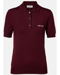 Miu Miu - Logo Wool Polo Sweater - Lyst