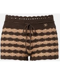 Valentino - Striped Knitted Cotton Shorts - Lyst