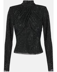 Self-Portrait - Embellished Mesh Top - Lyst