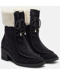 Jimmy Choo - Ankle Boots Hali 60 Aus Veloursleder Mit Shearling - Lyst