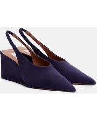 Alaïa - Cube Suede Wedge Slingback Pumps - Lyst