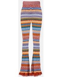 Etro - Crochet Striped Cotton Flared Pants - Lyst