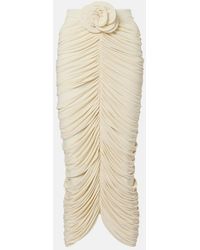 Magda Butrym - Floral-Applique Ruched Midi Skirt - Lyst