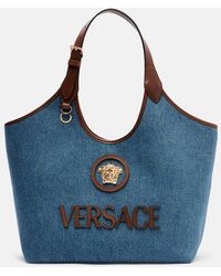 Versace - La Medusa Denim Tote Bag - Lyst