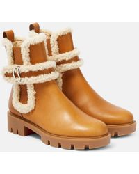 Christian Louboutin - Cl Chelsea Shearling-trimmed Ankle Boots - Lyst