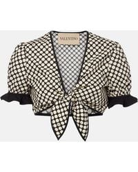 Valentino - Plus De Pois Cotton Poplin Crop Top - Lyst