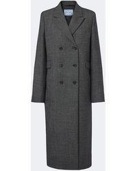 Prada - Checked Virgin Wool Coat - Lyst