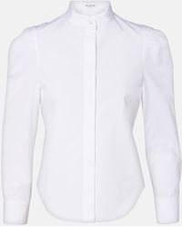Alaïa - Bluse Aus Baumwollpopeline - Lyst