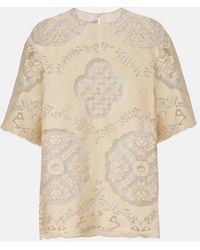 Valentino - Floral Knitted Cotton-Blend Top - Lyst