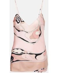 PUCCI - Top Lencero Orchidee En Sarga De Seda - Lyst