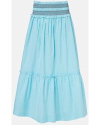 Ganni - Embroidered Gingham Cotton Poplin Maxi Skirt - Lyst