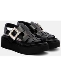 Roger Vivier - Viv' Rangers Leather Platform Sandals - Lyst