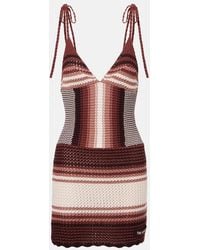 The Attico - Crochet Striped Cotton Minidress - Lyst