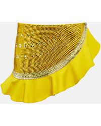 Area - Embellished Ruffled Wool Miniskirt - Lyst