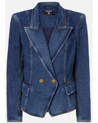 Balmain - Double-Breasted Denim Blazer - Lyst