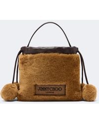Jimmy Choo - Drawstring Mini Shearling Top-Handle Bag - Lyst