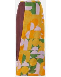 Dries Van Noten - Printed Silk Satin Maxi Skirt - Lyst