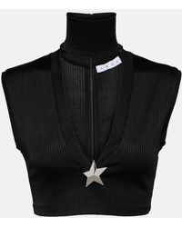 Area - Star Stud Ribbed-Knit Crop Top - Lyst