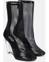 Alaïa - La Cage Mesh And Pu Wedge Ankle Boots - Lyst